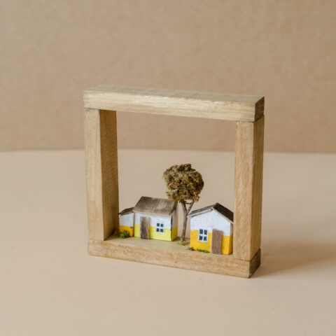 Quadro Casinhas Amarelas em Madeira