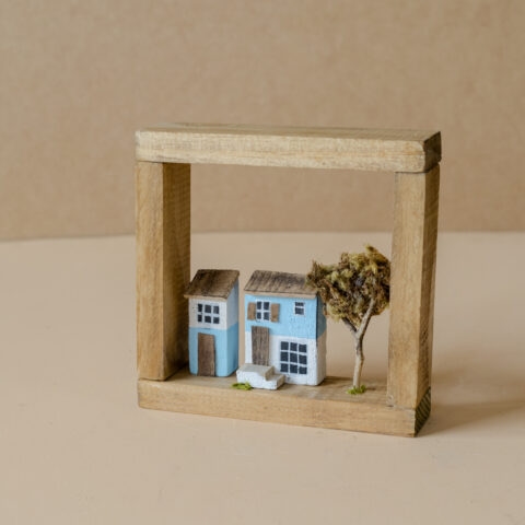 Quadro Casinhas Azuis em Madeira