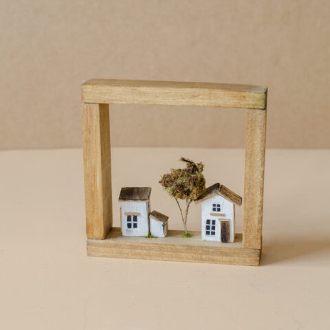 Quadro Casinhas Brancas em Madeira