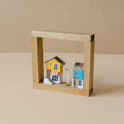 Quadro Casinhas Coloridas em Madeira
