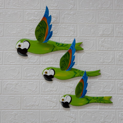 Arara Verde de Parede em Madeira (G)