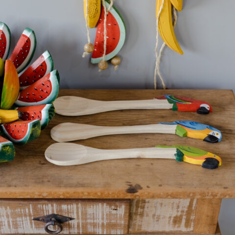 Colher de Pau Decorativa – Papagaio