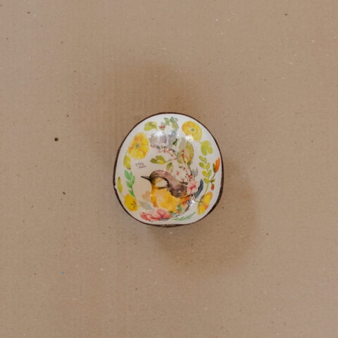 Cuia de Coco Tita – Pássaro e Flores