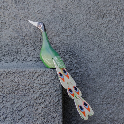 Pavão Decorativo em Madeira – Verde