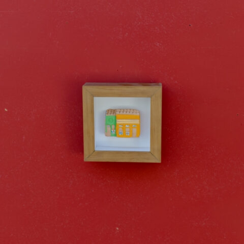 Quadro Casinha Dupla de Cerâmica – Amarela