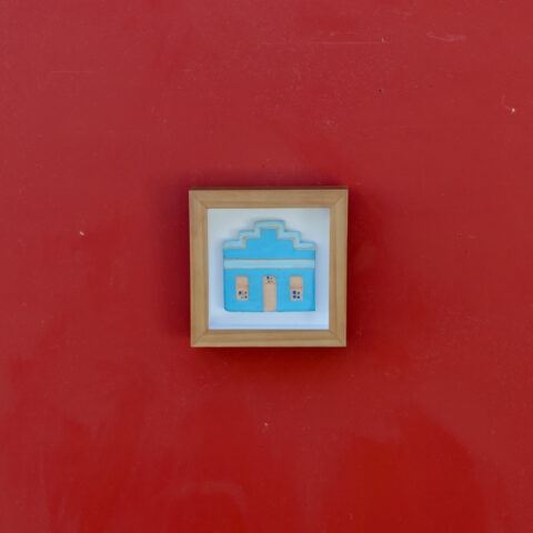 Quadro Casinha de Cerâmica (M) – Azul Claro