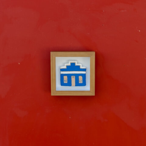 Quadro Casinha de Cerâmica (M) – Azul Escuro