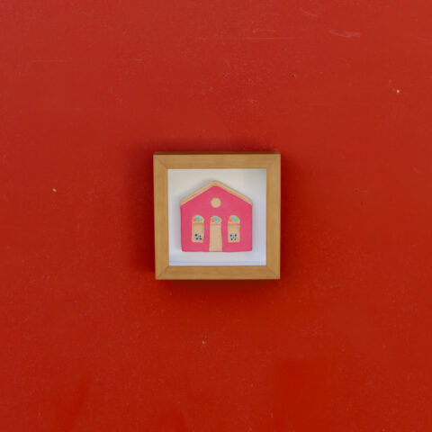 Quadro Casinha de Cerâmica (M) – Rosa