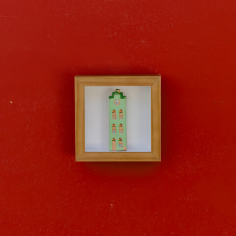 Quadro Casinha de Cerâmica – Prédio Verde