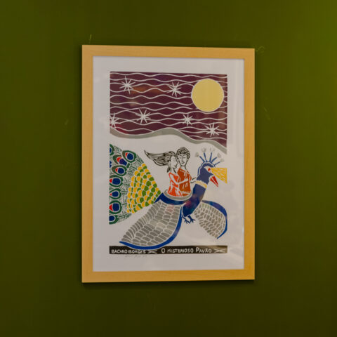 Quadro Xilogravura Bacaro Borges (G): O Misterioso Pavão